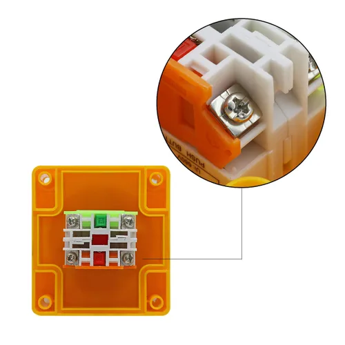 Miniatura 7 de Estación de botón, 660 V 10 A, 2 posiciones, 1NO 1NC, interruptor de botón de parada de emergencia momentánea, 1.575 in, tapa de hongo rojo, 2