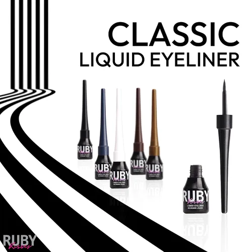 Miniatura 8 de Ruby Kisses Delineador de ojos líquido clásico, maquillaje de ojos de larga duración a prueba de manchas con aplicador de punta de fieltro