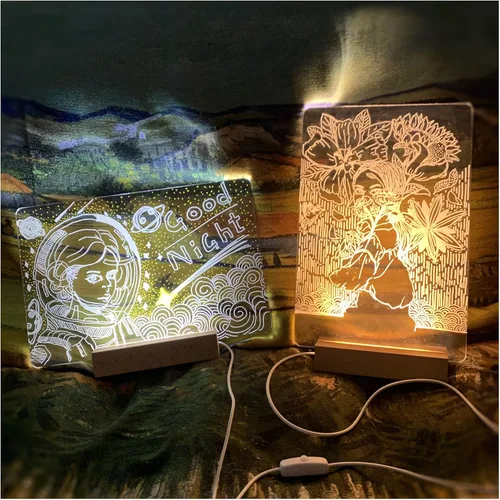 Miniatura 7 de Lumi Board - 2 juegos de tablero de dibujo LED, tablero de borrado en seco de 11.8 x 7.87 pulgadas (grueso x 1 delgado x1) tablero de dibujo