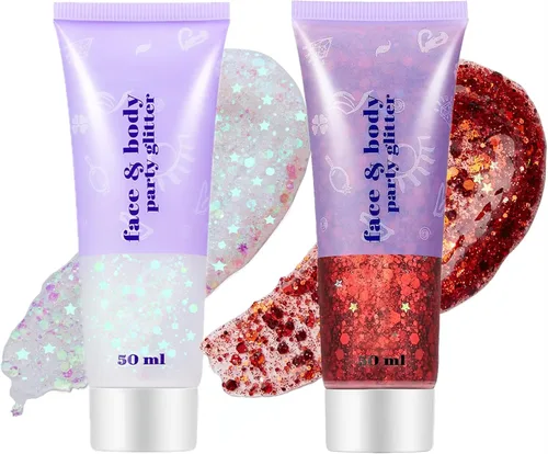 Miniatura 34 de Go Ho Gel de purpurina púrpura de sirena, purpurina holográfica para el cabello morado para niños y mujeres, lentejuelas gruesas para ojos, labios