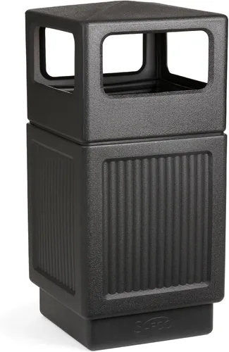Safco Canmeleon - Bote de basura comercial, 38 galones, para uso en interiores y exteriores, duradero y resistente a la intemperie, color negro