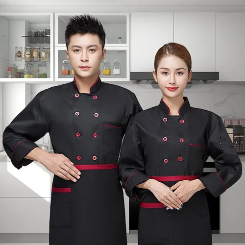 Miniatura 4 de Chaqueta de chef unisex, color de contraste, ropa de cocina, abrigo de chef de manga larga, uniforme de chef para trabajo
