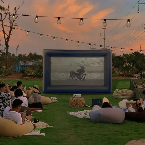 Miniatura 6 de Pantalla de proyector inflable para exteriores, pantalla de película con soplador de aire, pantalla de fácil configuración para patio trasero