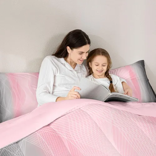 Miniatura 6 de jejeloiu Juego de edredón rojo y negro para niños y niñas, edredón rojo degradado, tamaño individual, geometría desordenada, óxido, juego de ropa