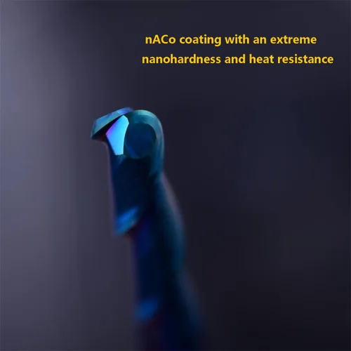 Miniatura 3 de Nariz esférica Cortador de fresado de extremo de 0.1 grados Fresas de enrutador CNC Herramienta de fresado en espiral con revestimiento nano azul