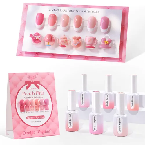 Miniatura 10 de Double Rhythm Juego de 6 esmaltes de gel sin hema, de 0.50 onzas, del mismo color, del mismo color, con el mismo color que se remoja, kit de esmalte