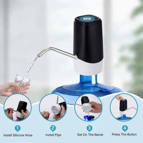 Miniatura 6 de Korser Dispensador de Agua de 5 Galones, Bomba de Jarra de Agua Automática Portátil, Bomba de Agua Eléctrica para Botellas con Interruptor y Carga