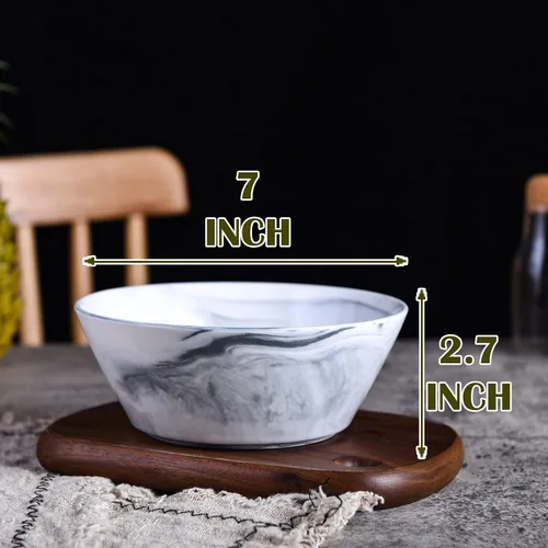 Miniatura 2 de Juego de 4 cuencos de cerámica de mármol gris Yundu, 30 onzas (887.2 ml) cuenco de ramen para fideos, cuencos de ensalada, cuencos grandes
