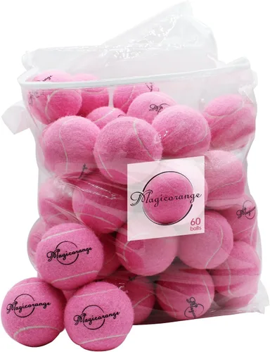 Magicorange Pelotas de tenis, paquete de 60 pelotas de tenis de entrenamiento avanzado, pelotas de práctica, pelotas de juego para perros y Rosado