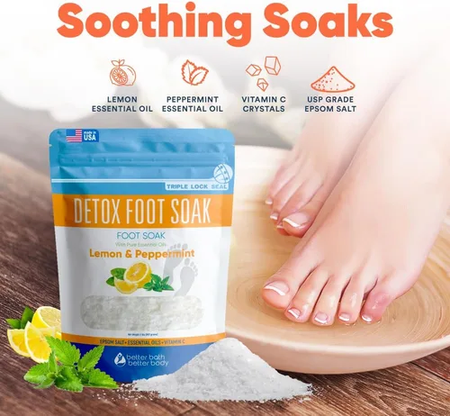 Miniatura 7 de Detox - Remojamiento para pies (2 libras) de sal de Epsom con aceites esenciales de limón y menta