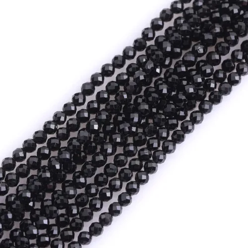 Miniatura 8 de GEM-Inside - Cuentas sueltas de turmalina negra natural de 0.157 pulgadas (0.157 in) facetadas de grado AAA, cuentas de energía de piedra energética