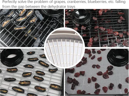 Miniatura 6 de Forros de bandeja deshidratadora de silicona compatibles con deshidratador de alimentos Cosori C267-FD, paquete de 6 hojas deshidratadoras de malla