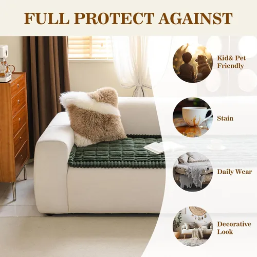 Miniatura 3 de MYSKY HOME Fundas para sofá de 3 cojines, aptas para mascotas, fundas de sofá lavables para mascotas, fundas protectoras de muebles, fundas Verde