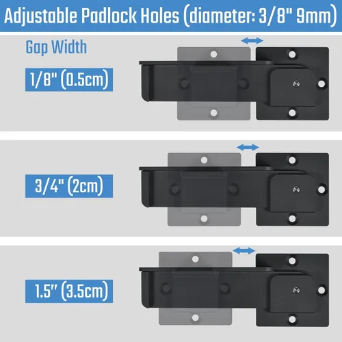 Miniatura 5 de Pestillo de Compuerta Abatible de 7.5" con Agujeros para Candado, Pestillo de Compuerta de Aleación de Aluminio Resistente de 4mm para Cerca