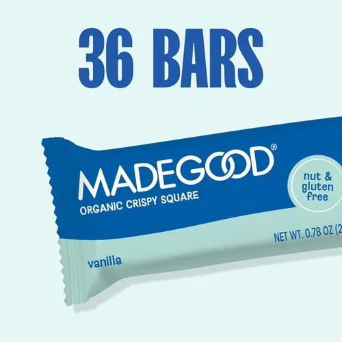 Miniatura 6 de Made Good Cuadrados crujientes de vainilla, paquete de 6 (36 unidades); arroz crujiente con vainilla suave y rica; contiene nutrientes de una