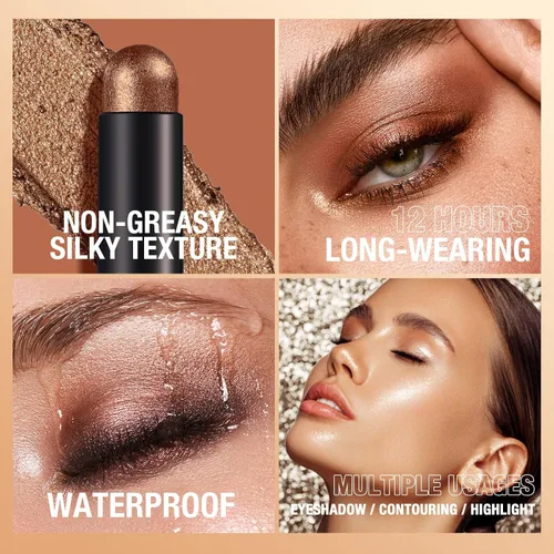 Miniatura 7 de Juego de barras de sombra de ojos, color crema mate para ojos, lápiz de ojos brillante, sombra de ojos impermeable, larga duración Conjunto B