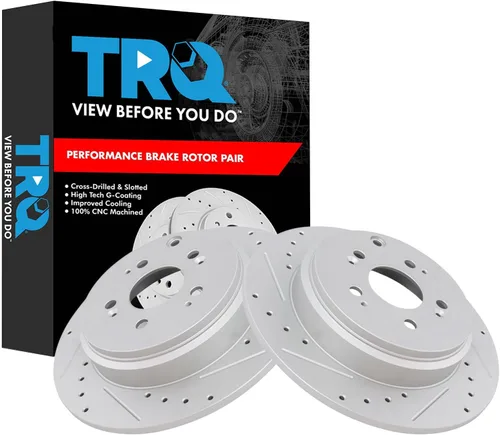 Miniatura 267 de TRQ Juego de rotores de freno de rendimiento trasero con revestimiento G premium compatible con Mazda 6 2014-2021