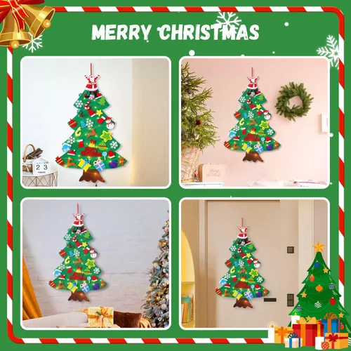 Miniatura 7 de Árbol de Navidad de fieltro para niños pequeños, 3.2 pies, mi primer árbol de Navidad+calendario de Adviento de Papá Noel para niños, 34 adornos