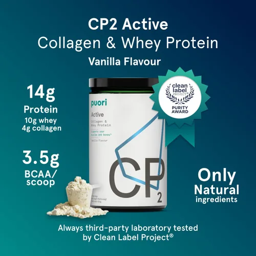 Miniatura 2 de Puori Proteína de suero en polvo con colágeno, CP2 activo, criado en pasto, alimentado con pasto y sin OMG, 100% natural y puro para el crecimiento