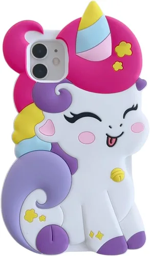 Funda 3D linda de unicornio suave para iPhone 11 de 6.1 pulgadas, funda de silicona suave con diseño de unicornio de dibujos animados kawaii para