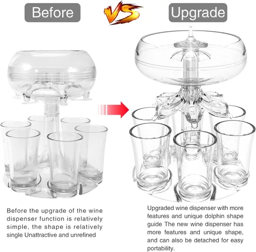 Miniatura 7 de ALEVMOOM Dispensador y soporte para 6 vasos de chupito, dispensadores para llenar líquidos, dispensador de licor acrílico sin contacto para bebidas