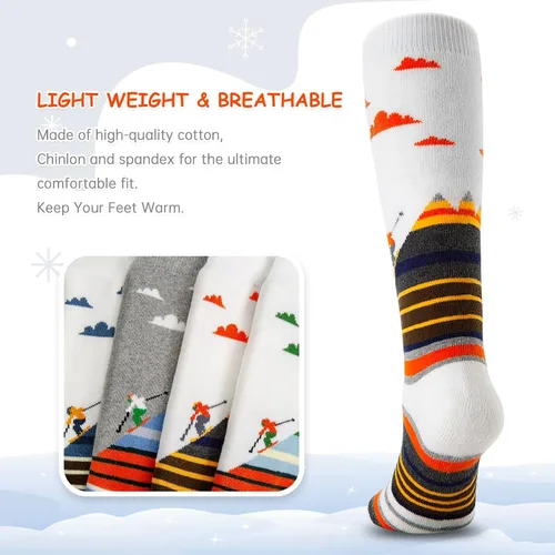 Miniatura 3 de Cimkiz Calcetines de esquí para niños, cálidos, térmicos, para nieve, esquí, snowboard, patinaje para niños y niñas, 2 pares3 pares