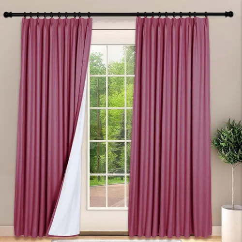 Miniatura 24 de Frelement Cortinas 100% opacas con forro térmico, cortinas de lino para decoración de Navidad, cortinas plisadas con aislamiento térmico