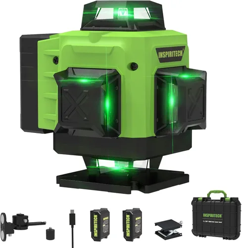 Miniatura 11 de Nivel Láser de Piso Autonivelante, Láser de Línea Cruzada Horizontal Vertical 3x360, Alineación de Haz Verde 3D para Piso de Baldosas, Pared y Techo