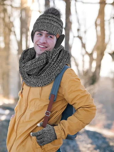 Miniatura 6 de Motarto Conjunto cálido de invierno, gorro de punto, bufanda y guantes calentadores de oídos, para hombres y mujeres, cubierta cálida para clima frío