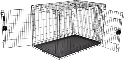 Miniatura 9 de Amazon Basics Jaula portátil y plegable de alambre de metal para perros pequeños con bandeja extraíble, panel divisor, puerta individual, fácil