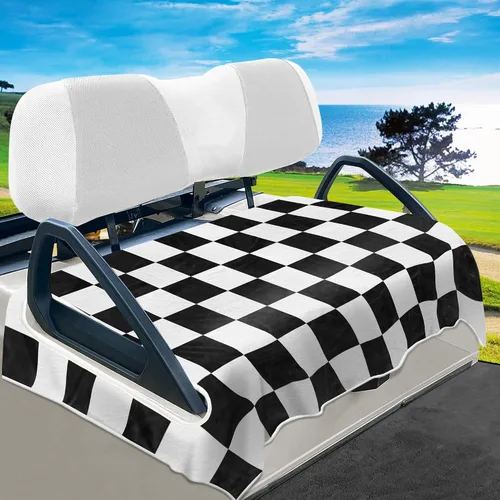 Miniatura 9 de YOKYHOM Fundas de asiento de carrito de golf para carritos de 2 y 4 pasajeros, manta suave de toalla de asiento que protege del calor, el frío