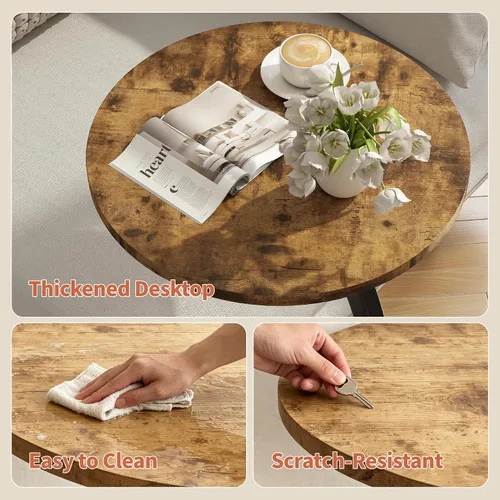 Miniatura 4 de C Shaped Side Table End Table Round Small Side Tables with Metal Frame for Sofa Bed Couch TV Tray Tables for Living Room Bedroom Small Spaces