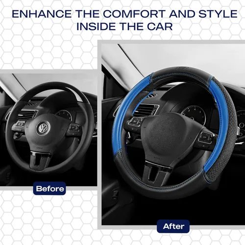 Miniatura 6 de Skechers Funda para Volante Air-Cooled, Funda para Volante de Automóvil de Cuero de Malla Air-Cooled, Ajuste Universal 14" 1/2-15", Protector