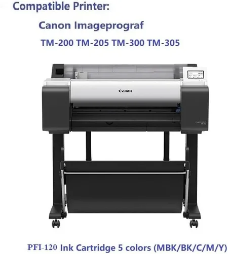 Miniatura 6 de Vivid Colors Nuevo cartucho de tinta cian compatible PFI-120 para uso en Canon PFI120 IPF TM-Series TM-200 TM-300 TM-305 Plotter 120 4.4 fl oz tanque