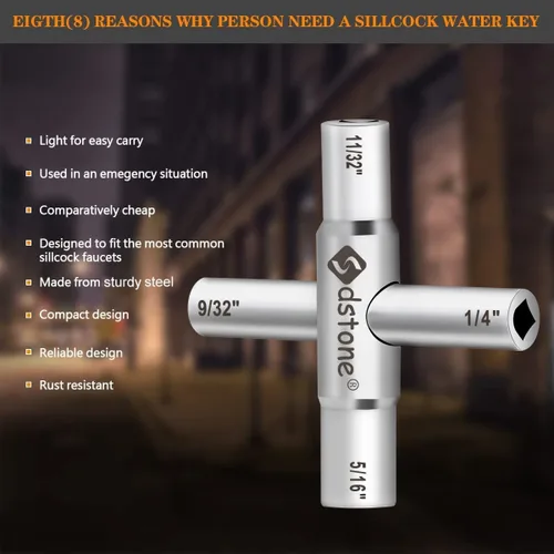 Miniatura 7 de Sdstone Llave Sillcock de 4 vías, llave de agua de acero, para válvula, grifo y espigas, 1 paquete