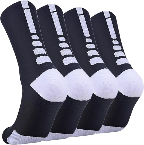 Fraobbg 4 pares de calcetines atléticos para hombre, gruesos, protectores, amortiguadores deportivos, de élite, baloncesto, fútbol, compresión, 7-12