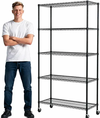 Miniatura 21 de Simple Deluxe - Estantería de almacenamiento resistente de 5 niveles, capacidad de carga de 1250 libras, 29.92" de ancho x 13.98" de profundidad x