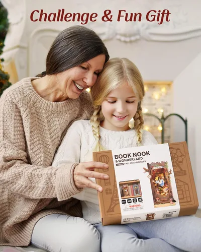 Miniatura 8 de ROBOTIME Kit de Rincón de Libros, Kit de Casa en Miniatura de Princesa de Cuento de Hadas para Bricolaje, Sujetalibros de Rompecabezas de Madera 3D