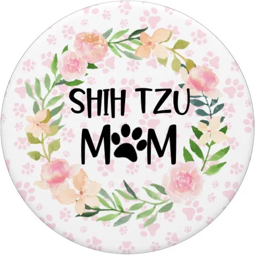 Miniatura 3 de Proud Shih Tzu Mom Paw Print - Soporte para teléfonos y tabletas, diseño de perro con texto "Dog Race", color rosa y melocotón, Negro