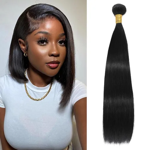 Miniatura 18 de Extensiones de cabello humano lacio tipo afro, 12 meses de vida útil de 10, 12 y 14 pulgadas, paquetes de cabello lacio brasileño Yaki 100% sin