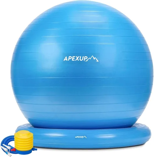 APEXUP Silla de pelota de yoga, silla de pelota de ejercicio con base para oficina, pelota de estabilidad antideslizante, asiento de pelota de