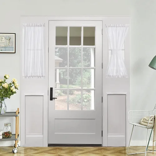 Miniatura 18 de Demetex Cortinas francesas para puerta delantera, juego de 2 paneles de cortina semitraslúcidos de lino para puerta delantera, pequeños