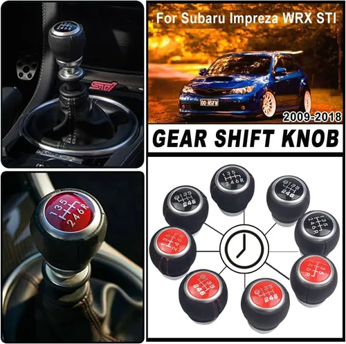 Miniatura 3 de Palanca de cambios de cuero de 6 velocidades con estilo para Subaru Impreza WRX STI 2009 2010 2011 2012 2013 2014 2015 2016 2017 2018