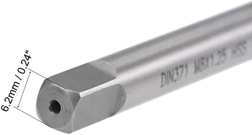 Miniatura 4 de uxcell Grifo roscado de punta espiral M8 x 1.25, tolerancia H2 de acero de alta velocidad recubierto TICN, vástago redondo con extremo cuadrado