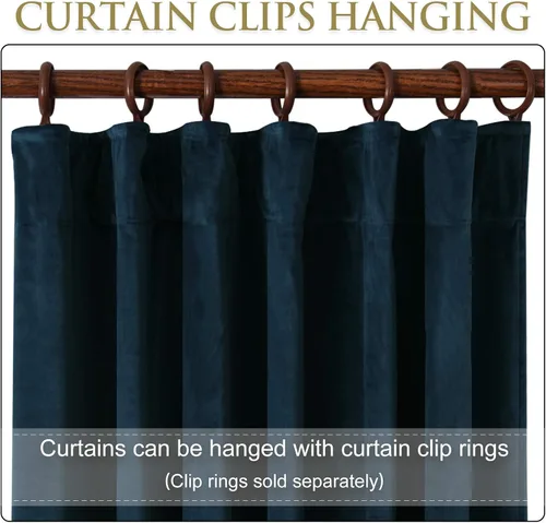 Miniatura 3 de StangH Cortinas de terciopelo súper suaves con pestaña trasera, cortinas azul marino para puerta corredera, decoración de lujo, cortinas opacas