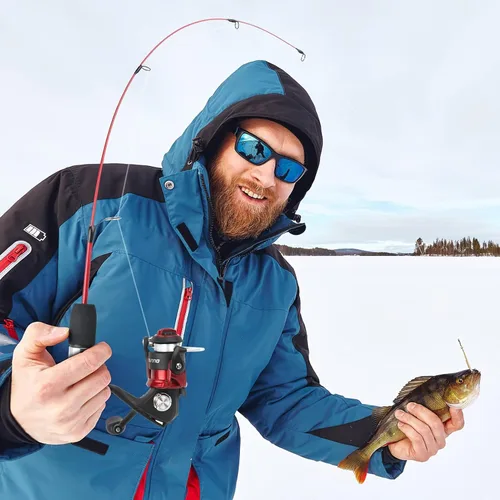Miniatura 7 de PLUSINNO Combo ultraligero de caña de pescar en hielo y carrete, 25"/26"/27"/28", equipo de pesca en hielo sensible para lucioperca perca Panfish