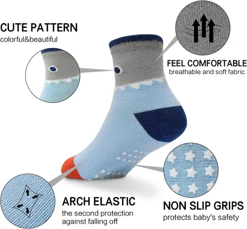 Miniatura 4 de ELUTONG Kids Non Slip Socks Grip Ankle Sticky Toddler Socks 12 Pairs for 1-33-55-7 Years Old Boys Girls Infant Baby