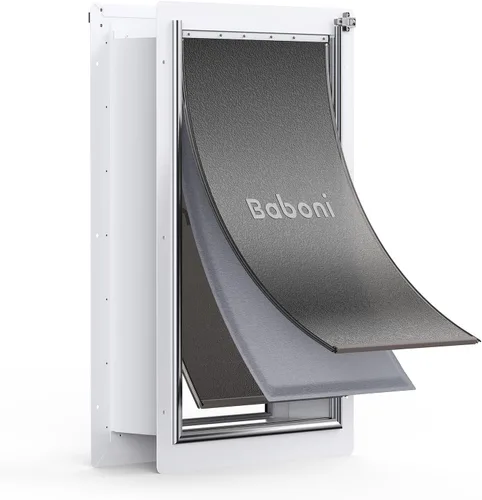 Miniatura 12 de Baboni Puerta para mascotas para pared, marco de acero y túnel telescópico, cerradura de aluminio, puerta de perro y puerta de gato con doble