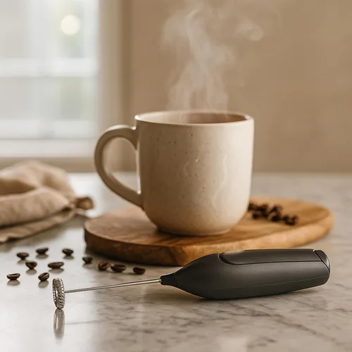 Miniatura 3 de Oggi Espumador de leche de mano, varita espumadora eléctrica con batidor de acero inoxidable, mini batidor para café, matcha, latte, proteínas