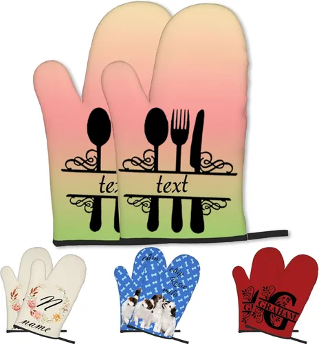 Miniatura 19 de Manoplas de horno personalizadas con soportes para ollas con nombre y foto personalizados, manoplas de horno resistentes al calor y al deslizamiento